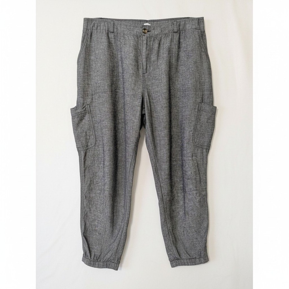 Sonoma Goods For Life Womens 24W Linen Blend Cargo Jogger Pants Gray Heather